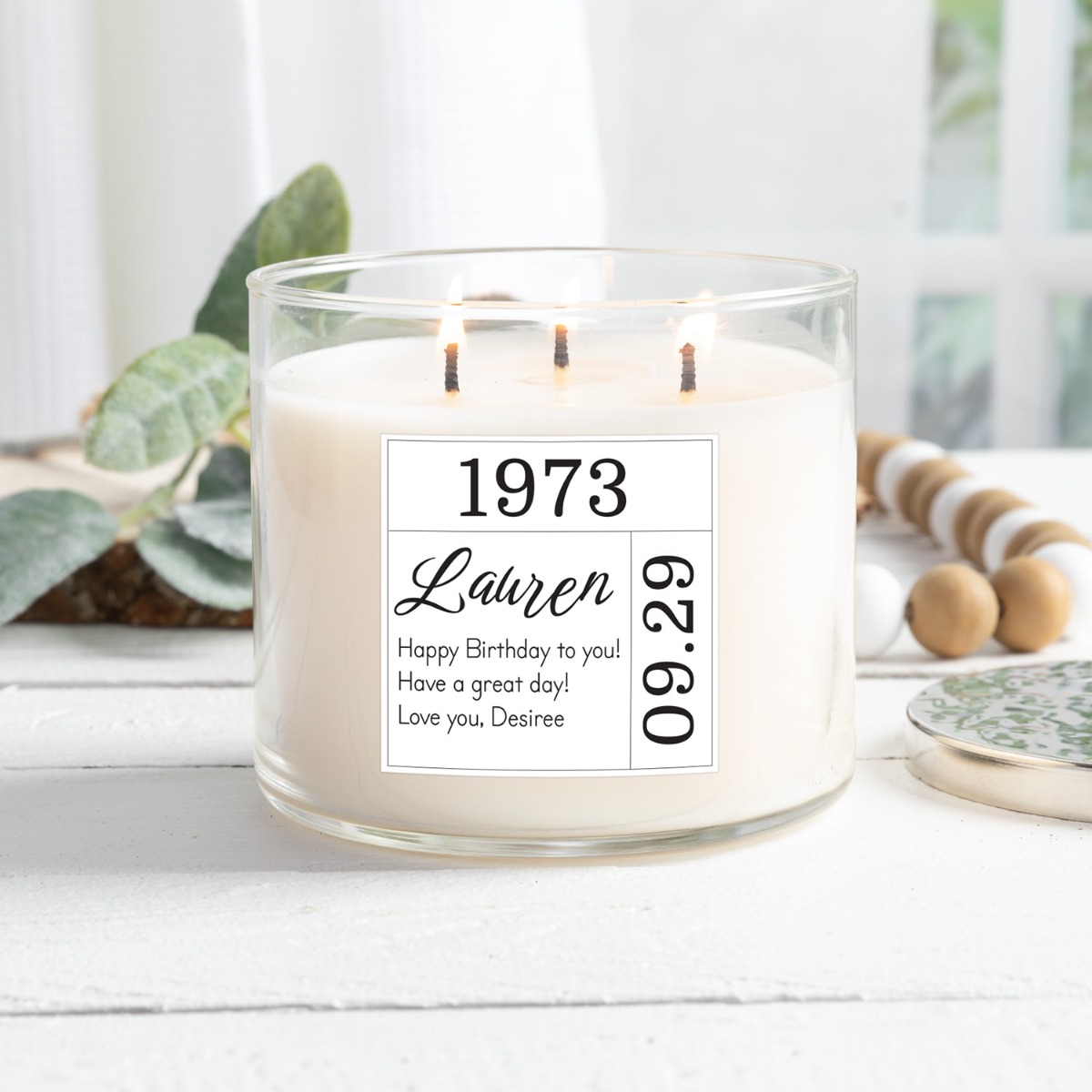 Birthday Personalized 3 Wick Candle  