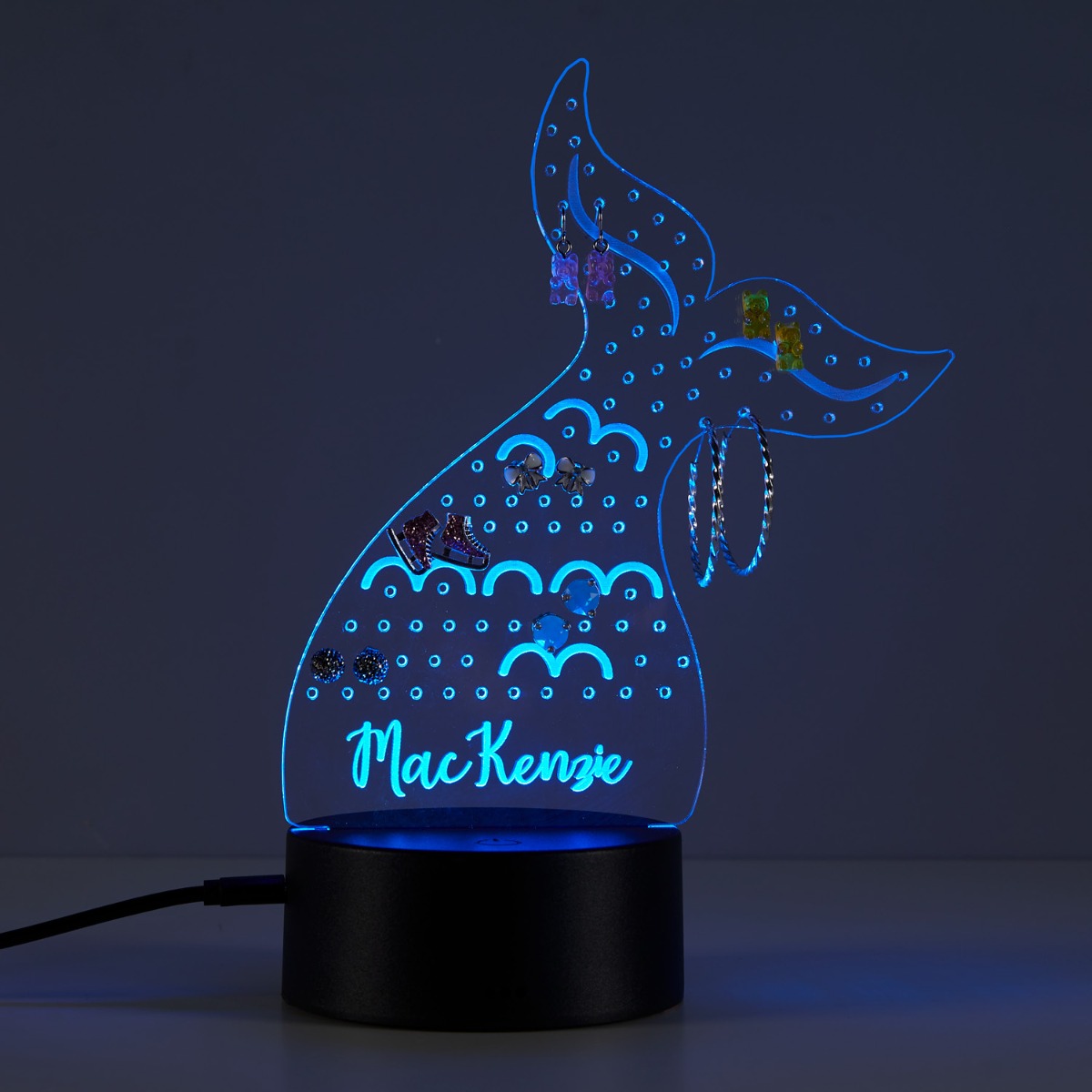 Mermaid Tail Acrylic LED Nightlight and Earring Holder