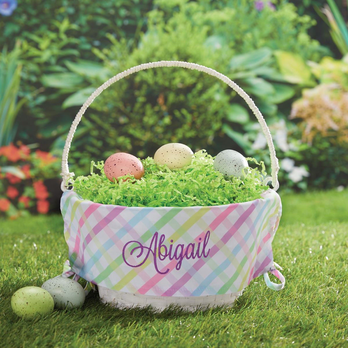 Gingham easter basket with name