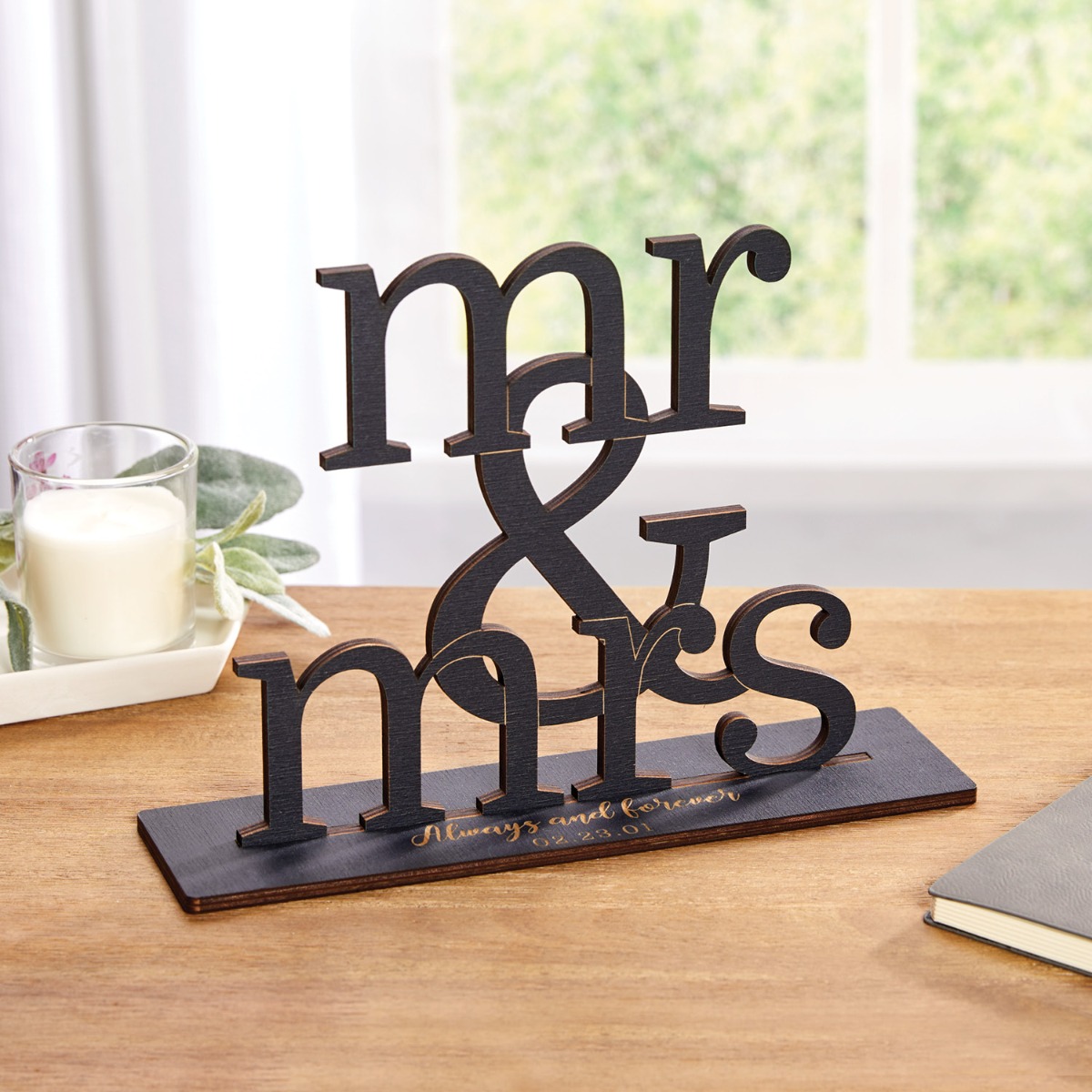 Mr and Mrs Black Wood Plaque 