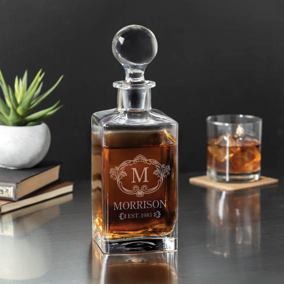 Fancy Personalized Glass Whiskey Decanter 