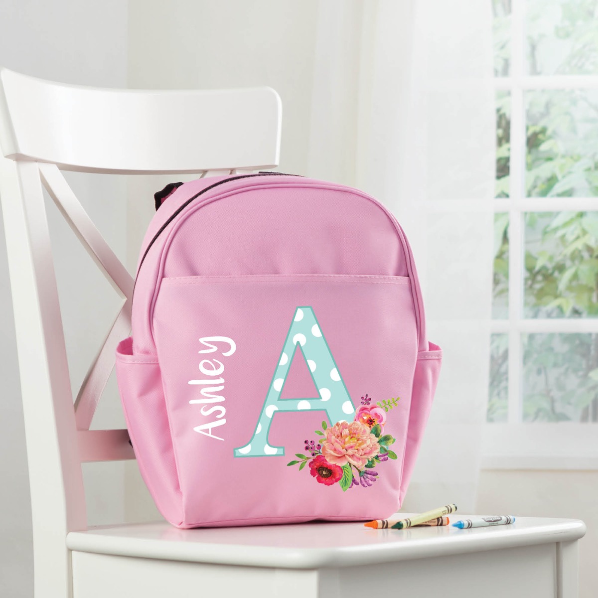 Floral Personalized Pink Toddler Backpack 