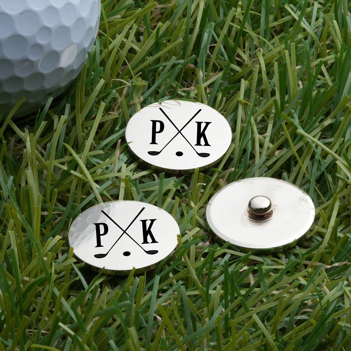 Golf clubs ball markers set with initials