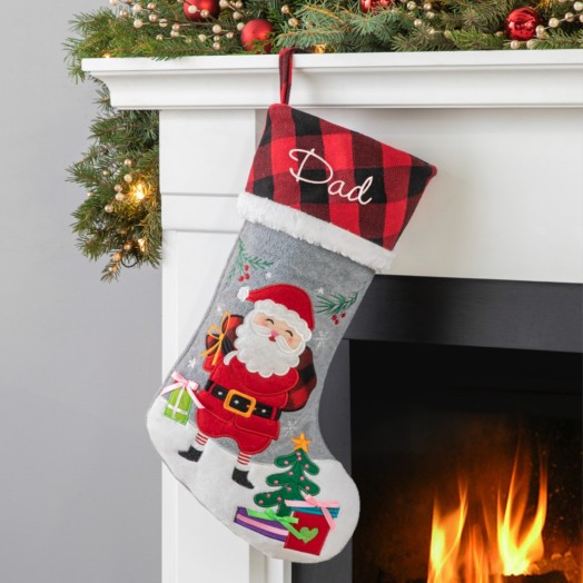 Buffalo Check Cuff Personalized Stocking - Santa