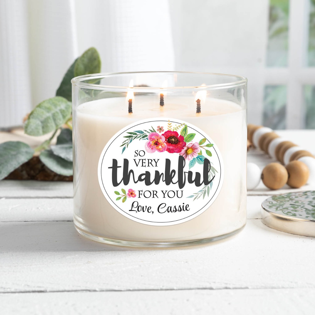 So Very Thankful for You Personalized 3 Wick Candle 