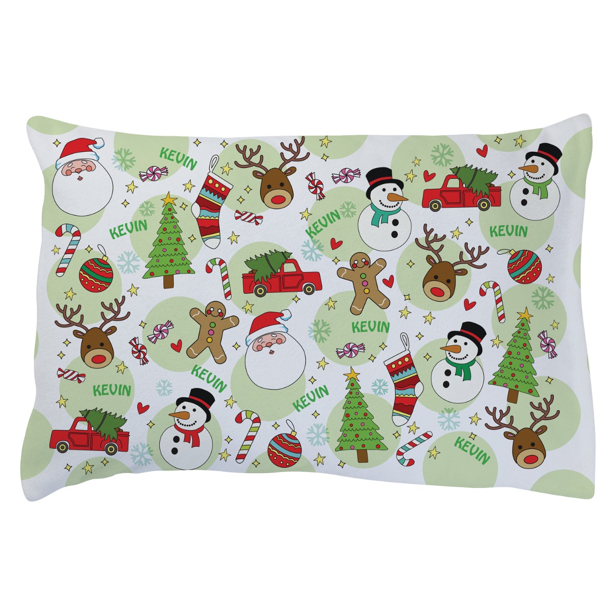 Holiday Boy's Name Pattern Personalized Fuzzy Pillowcase