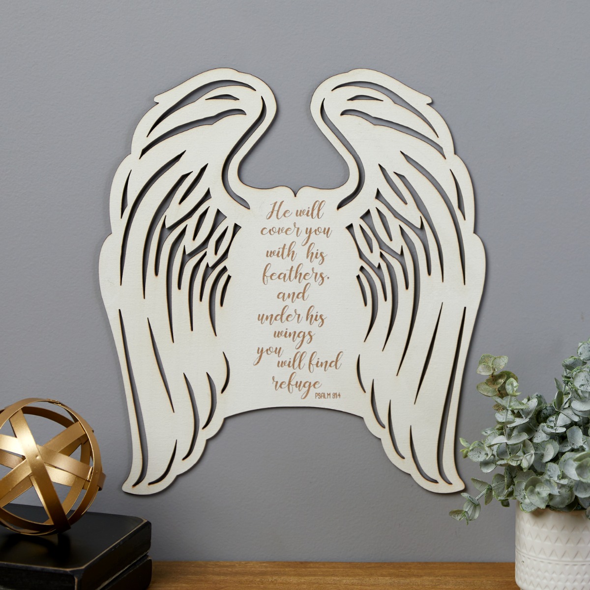 He Will Cover You With His Wings Personalzied Wood Wings