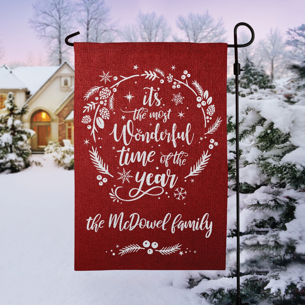 Most Wonderful Time of the Year Personalized Garden Flag 