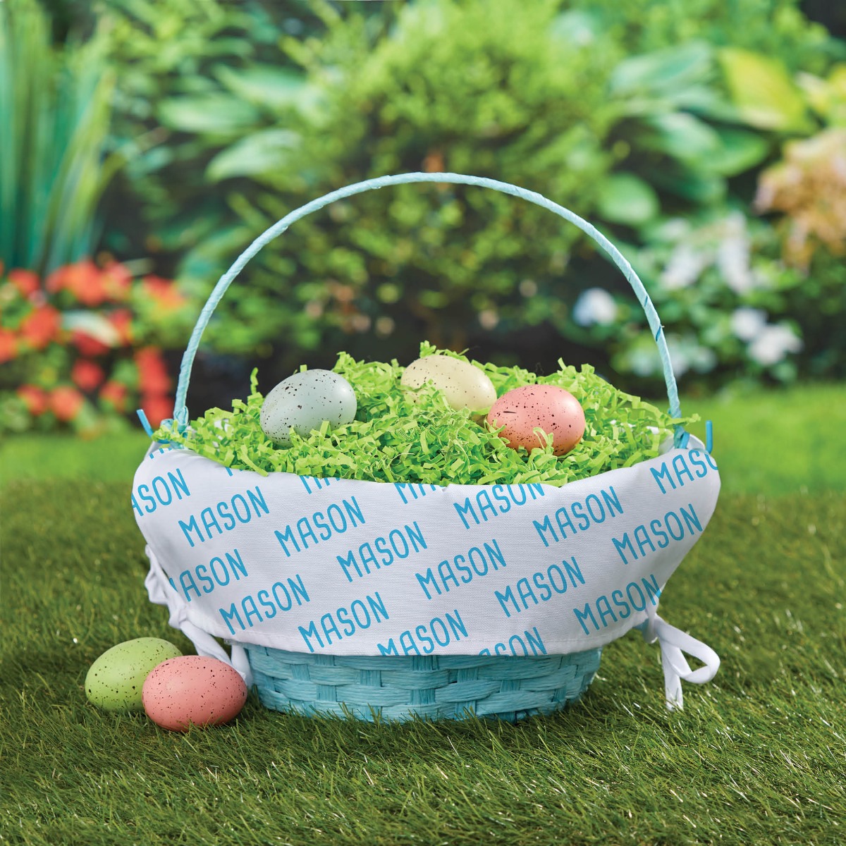 My name easter basket in blue for kids