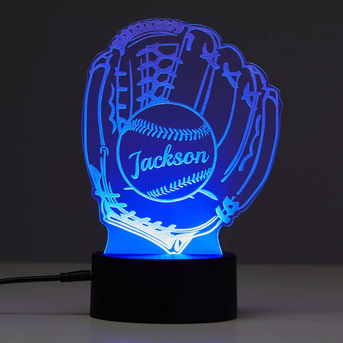 Baseball Mitt with Ball Personalized Acrylic LED Night Light
