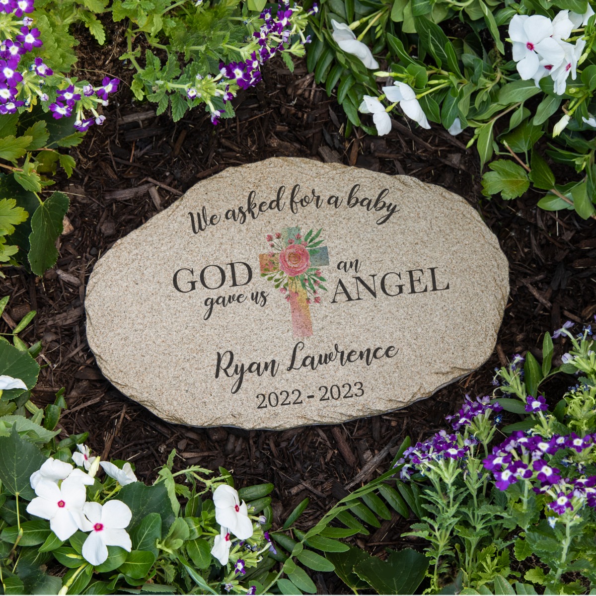 God Gave Us An Angel Personalized Baby Memorial Garden Stone
