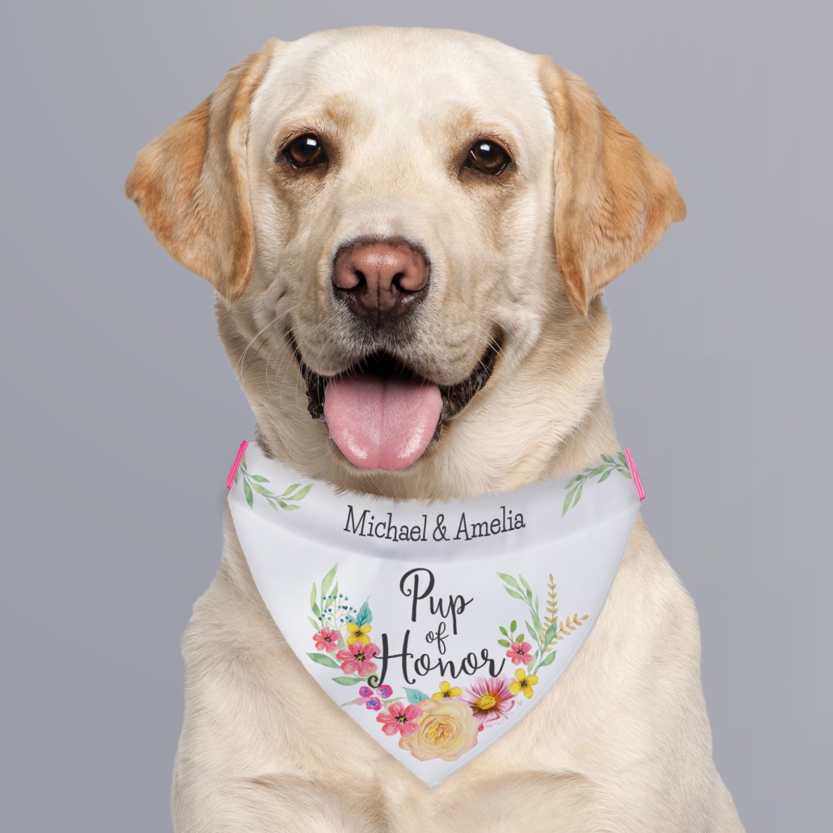 Pup of Honor Floral Personalized Dog Bandana