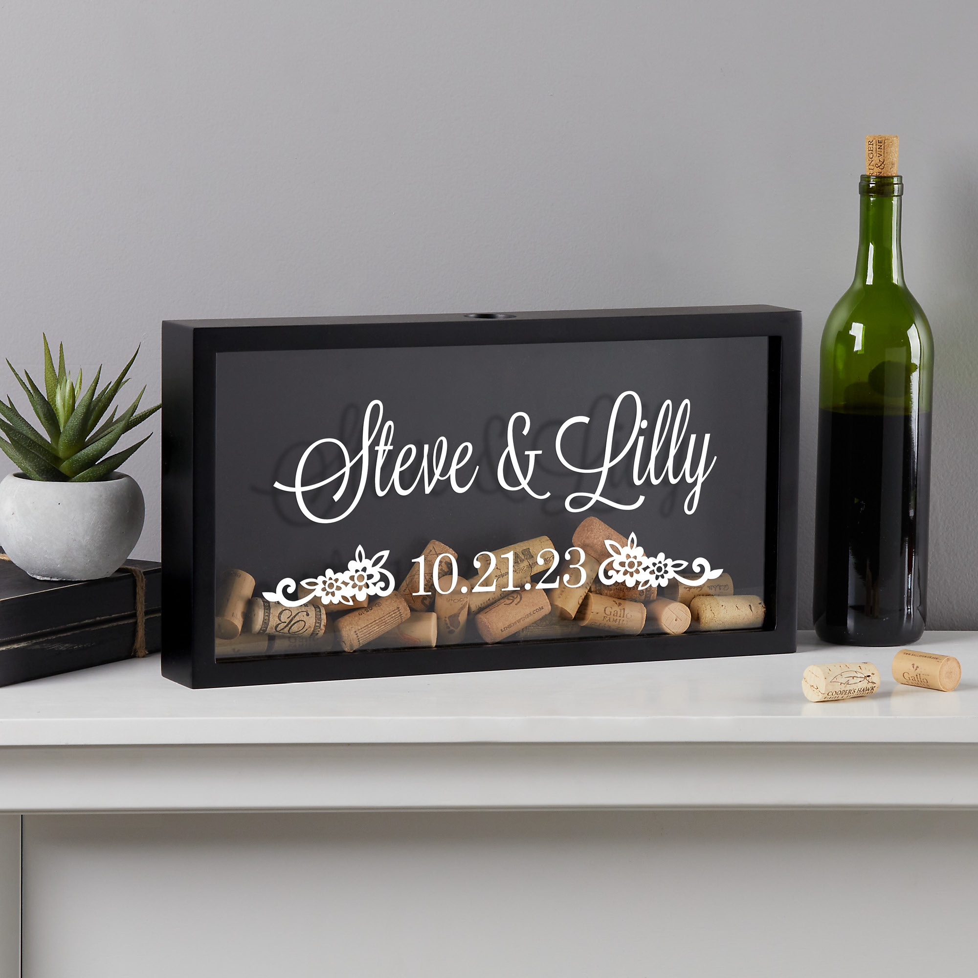 Couple Name Personalized Wine Cork Shadow Box