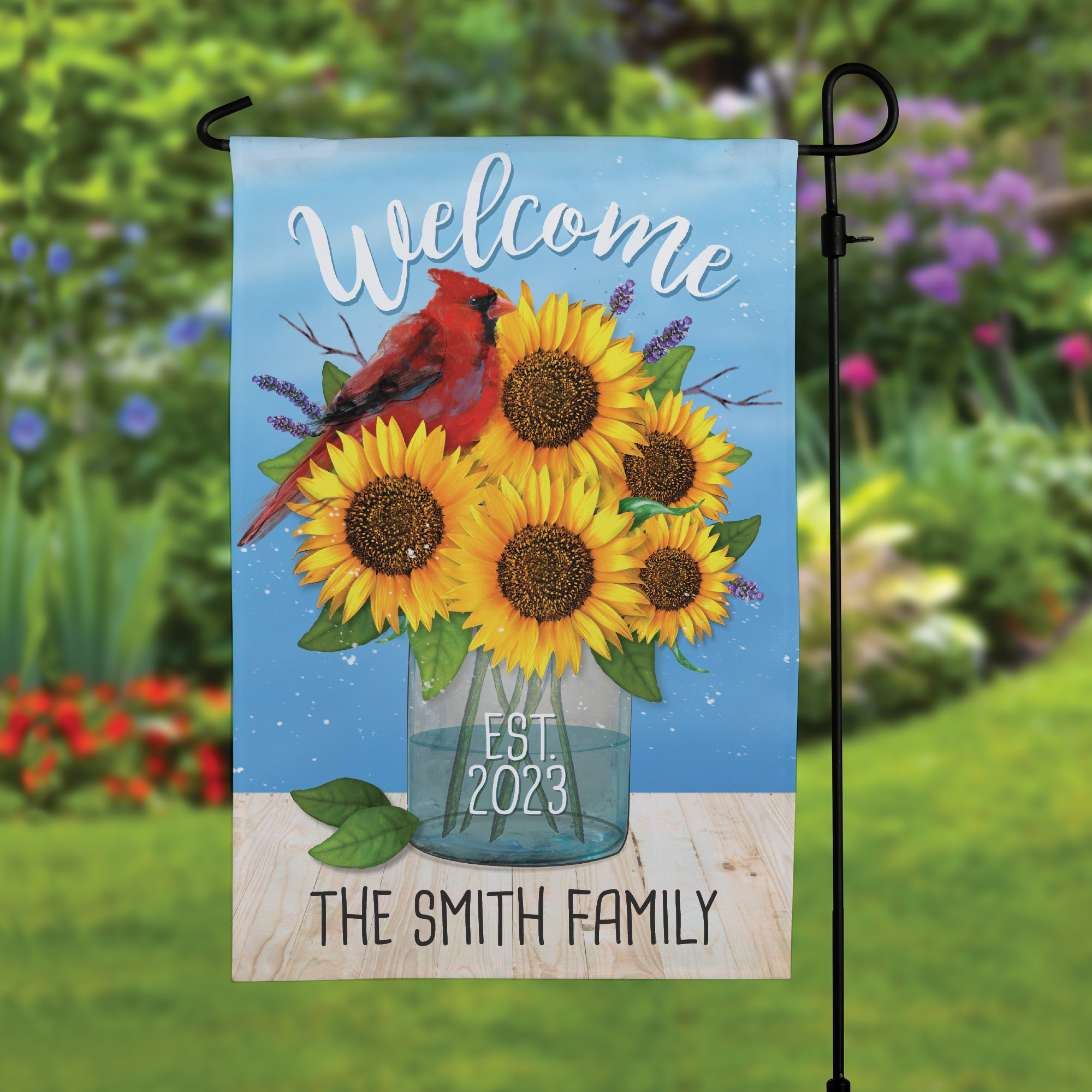 Welcome Sunflowers & Cardinal Garden Flag