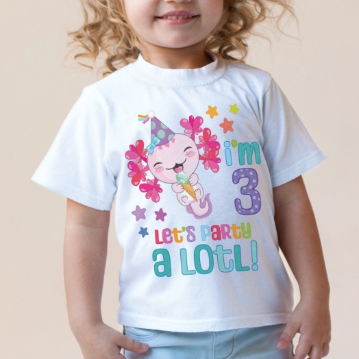 Let's Party Alotl! Birthday Toddler Personalized  White T-Shirt