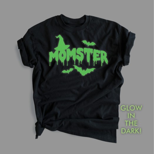 MOMster Glow In The Dark Adult Black T-Shirt