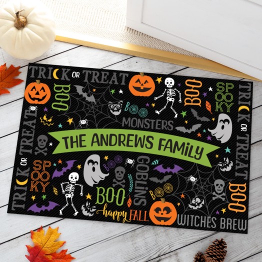 Spooky Fun Halloween Pattern Personalized Standard Doormat