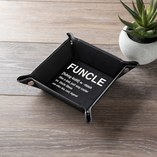 Funcle Definition Personalized Black Leatherette Snap Tray