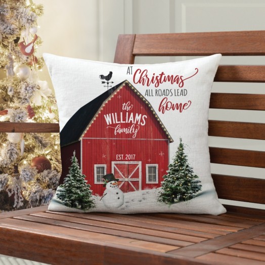 At Christmas All Roads Lead Home 14" Throw Pillow