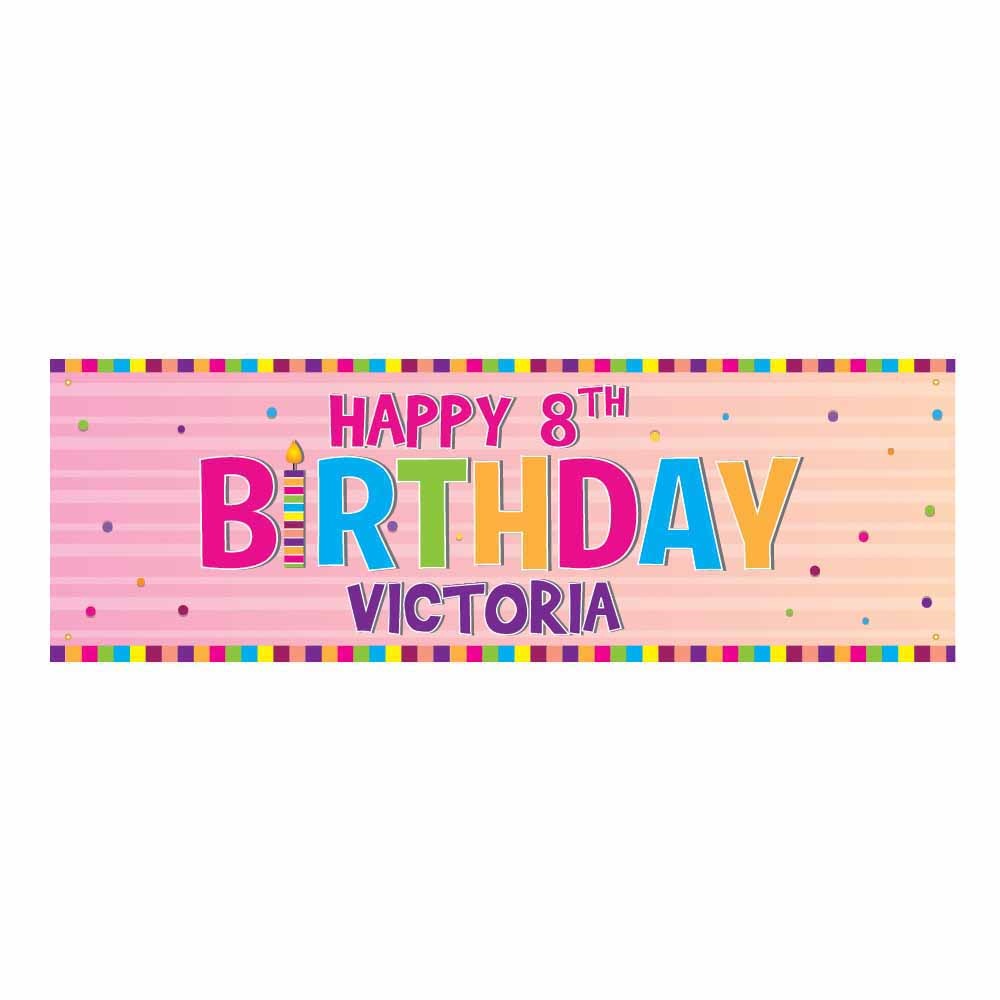 Pink Happy Birthday Personalized Banner
