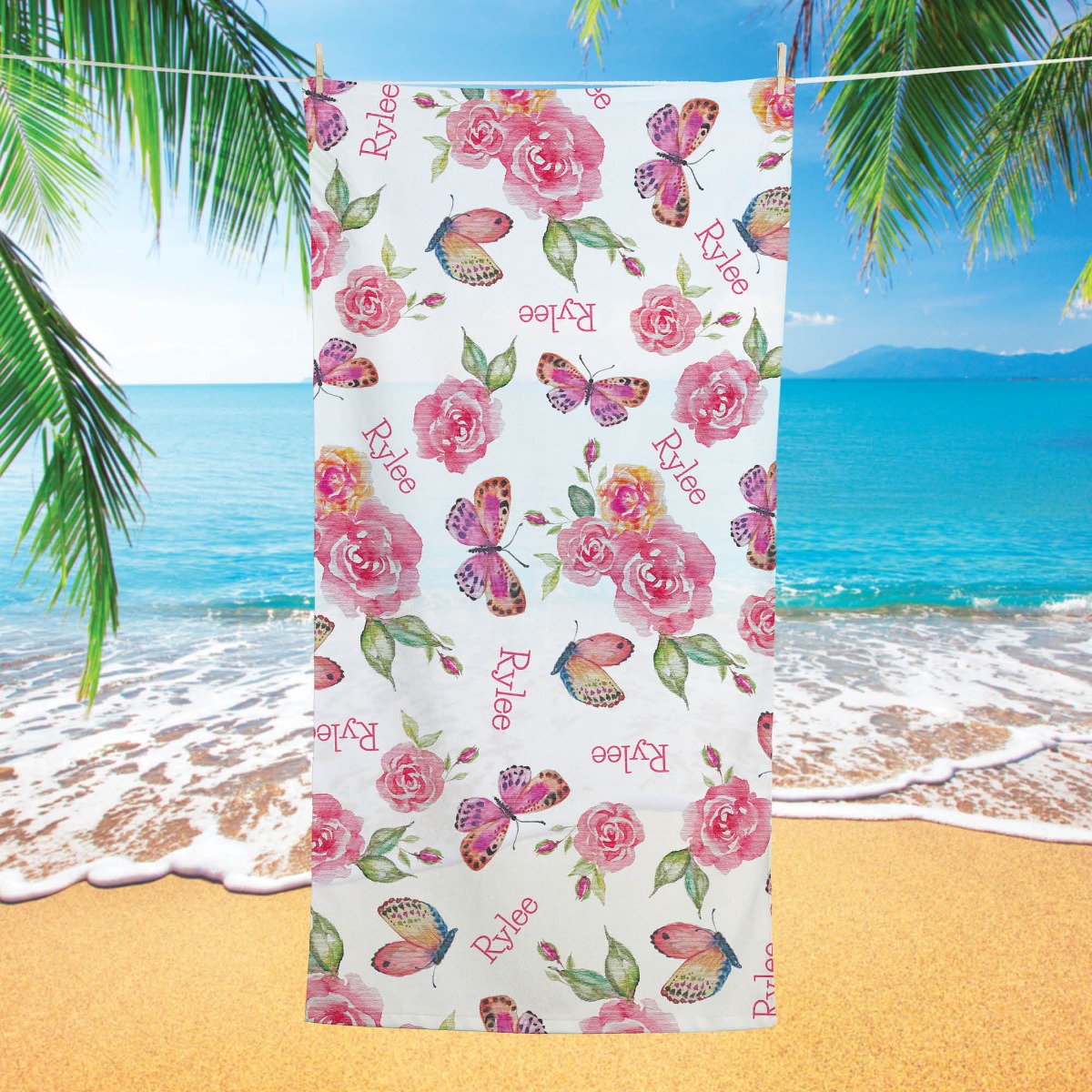 Butterfly Floral Beach Towel