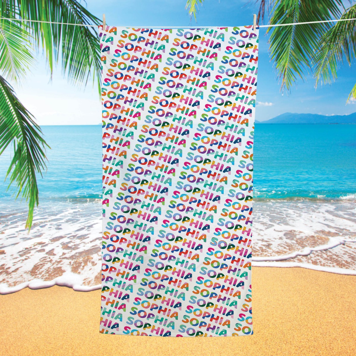 Colorful Name Pattern Personalized Beach Towel 
